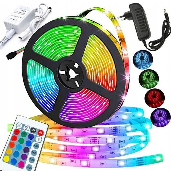 Светодиодная лента SMD 5050 RGB LED 2 м IP65 с пультом и блоком питания USB, 2м, Лента светодиодная 5050 311362 фото