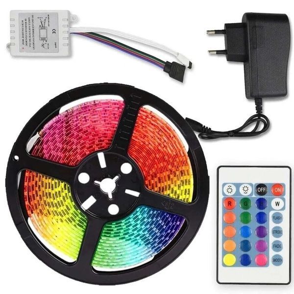 Светодиодная лента SMD 5050 RGB LED 2 м IP65 с пультом и блоком питания USB, 2м, Лента светодиодная 5050 311362 фото