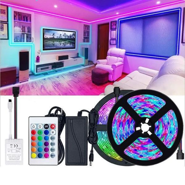Светодиодная лента SMD 5050 RGB LED 2 м IP65 с пультом и блоком питания USB, 2м, Лента светодиодная 5050 311362 фото