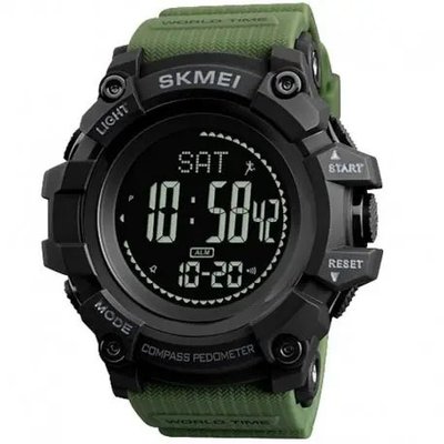 Годинник наручний чоловічий SKMEI 1356AG ARMY GREEN, армійський годинник протиударний. Колір: зелений 339869 фото
