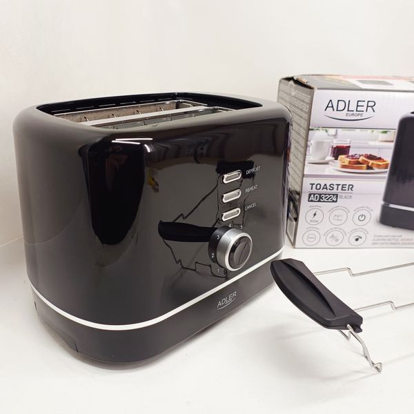 Тостер Adler AD 3224 7 уровней обжаривания решетка для булочек 850Вт Black 752637 фото