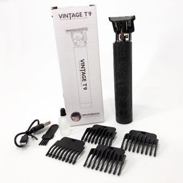 Машинка для стрижки волос Vintage T9-2 BLACK 4 насадки 634171 фото