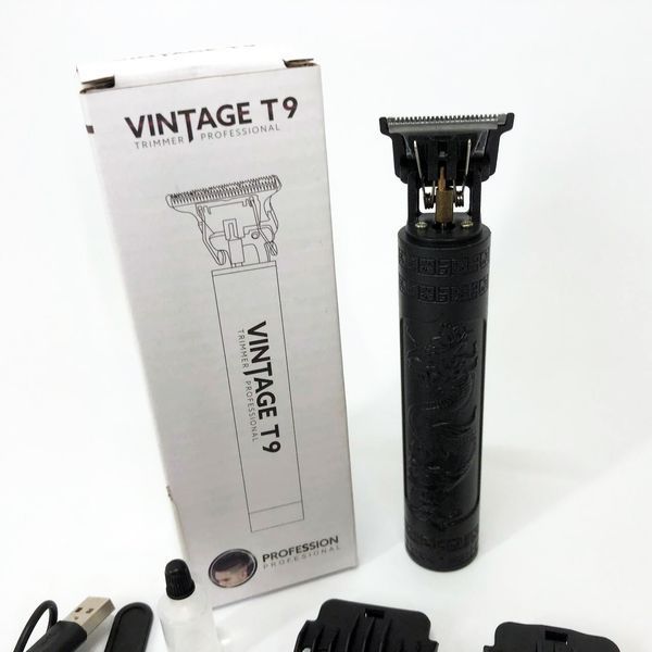Машинка для стрижки волос Vintage T9-2 BLACK 4 насадки 634171 фото