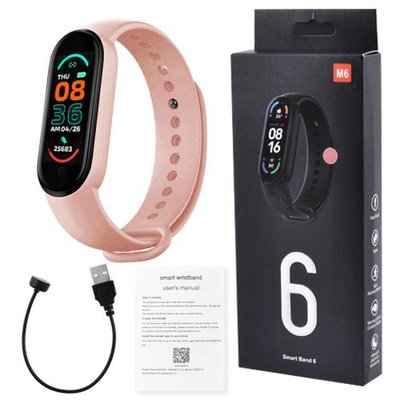 Фітнес браслет FitPro Smart Band M6 (смарт годинник, пульсоксиметр, пульс). Колір рожевий 31270 фото