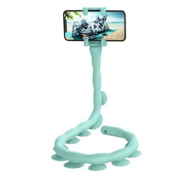 Гнучкий тримач для телефону з універсальними присосками Cute Worm Lazy Holder. Колір блакитний 140791 фото