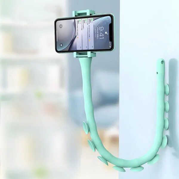 Гнучкий тримач для телефону з універсальними присосками Cute Worm Lazy Holder. Колір блакитний 140791 фото