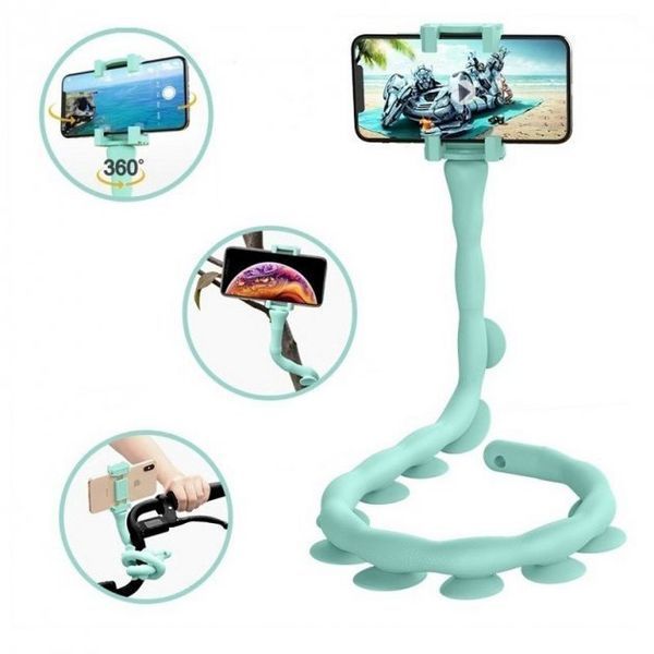 Гнучкий тримач для телефону з універсальними присосками Cute Worm Lazy Holder. Колір блакитний 140791 фото