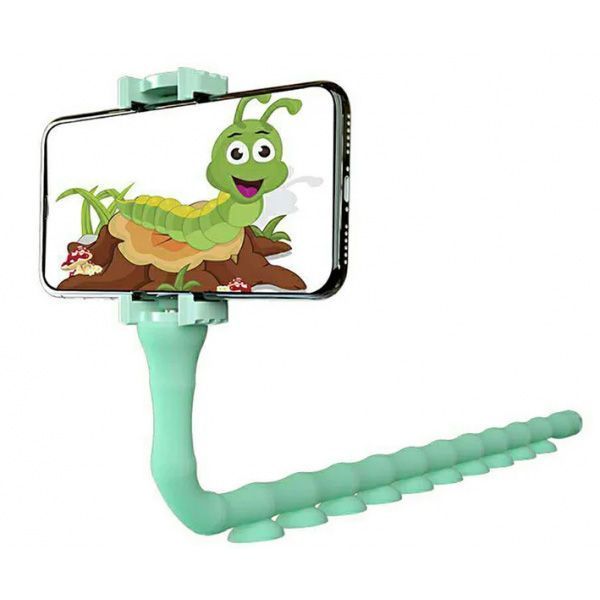 Гнучкий тримач для телефону з універсальними присосками Cute Worm Lazy Holder. Колір блакитний 140791 фото