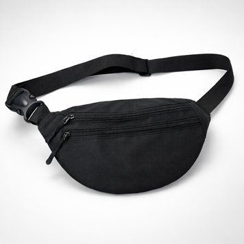 Мужская/женская бананка с Cordura 1000D, черная, 3 отделения, водоотталкивающая 789824 фото