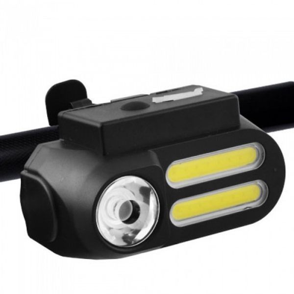 Маленький налобный фонарик BL-611-1LM+2COB, Фара и мигалка для велосипеда, Фара на руль велосипеда 516550 фото