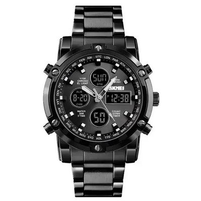 Годинник наручний чоловічий SKMEI 1389BK BLACK, водонепроникний чоловічий годинник. Колір: чорний 340250 фото