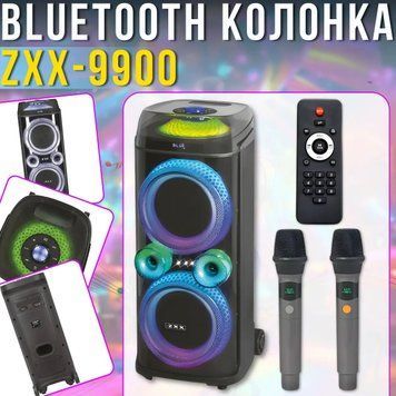 Портативная акустическая колонка ZXX-9900 с 2 микрофонами динамики 2х10 дюймов 809485 фото