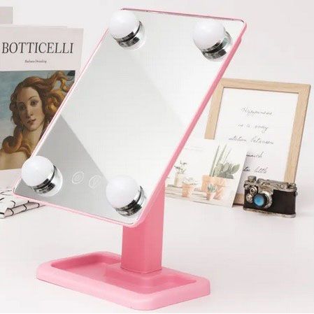 Настольное зеркало для макияжа Cosmetie mirror 360 Rotation Angel с подсветкой. Цвет: розовый 224533 фото