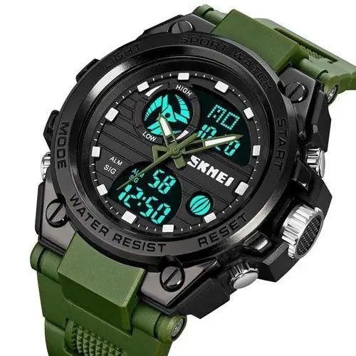 Часы наручные мужские SKMEI 2031AG ARMY GREEN, часы тактические противоударные. Цвет: зеленый 341256 фото