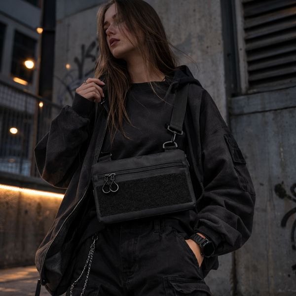 Молодежная сумка для патчей на плечо с 4 карманами black 716409 фото