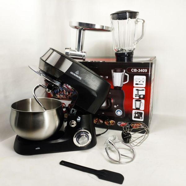 Кухонный комбайн 3в1 Crownberg CB-3409 с блендером и мясорубкой 2600 Вт машина тестомес планетарный 5л 769132 фото