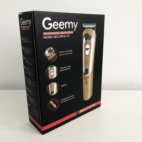 Беспроводная машинка для стрижки волос GEMEI GM-6112 аккумуляторная. Цвет: золотой 6617 фото