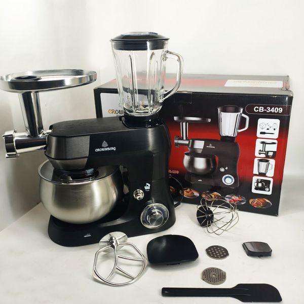 Кухонный комбайн 3в1 Crownberg CB-3409 с блендером и мясорубкой 2600 Вт машина тестомес планетарный 5л 769132 фото