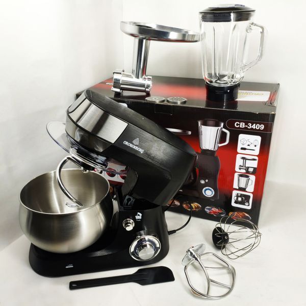 Кухонный комбайн 3в1 Crownberg CB-3409 с блендером и мясорубкой 2600 Вт машина тестомес планетарный 5л 769132 фото