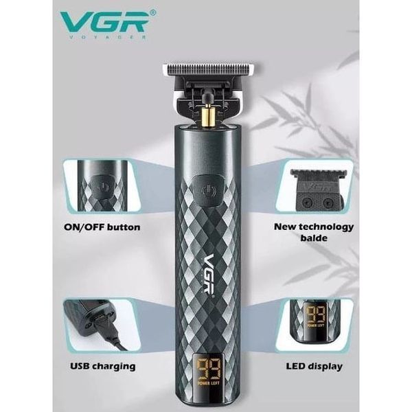 Тример для стрижки волосся, вусів, бороди VGR V-077 з USB зарядкою, металевий корпус 404481 фото
