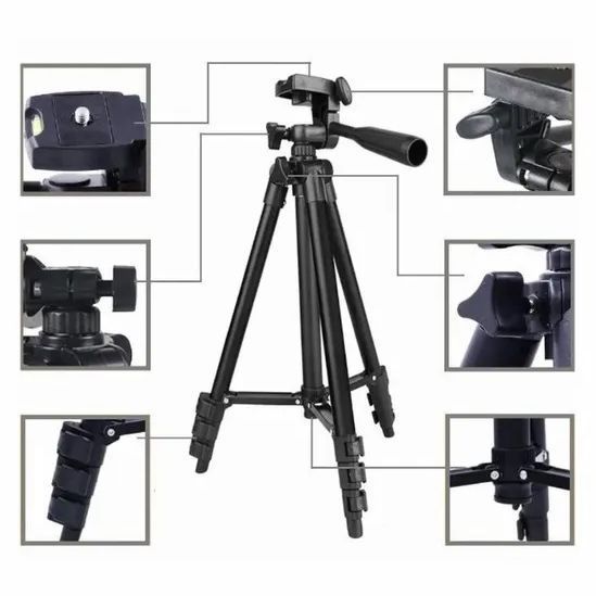 Штатив для телефона и фотоаппарата Tripod 3120 PRO портативный трипод 0,35-1.02м высота. Цвет: черный 207823 фото