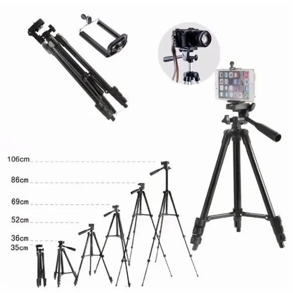 Штатив для телефона и фотоаппарата Tripod 3120 PRO портативный трипод 0,35-1.02м высота. Цвет: черный 207823 фото