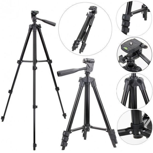 Штатив для телефона и фотоаппарата Tripod 3120 PRO портативный трипод 0,35-1.02м высота. Цвет: черный 207823 фото
