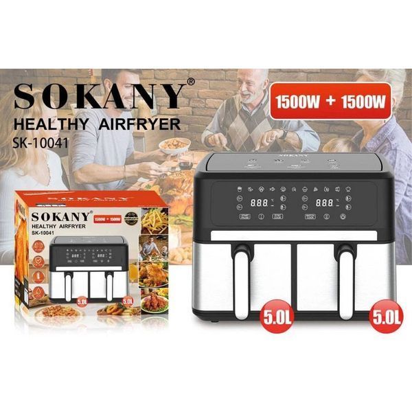 Аэрофритюрница Sokany SK-10041 Air Fryer безмасляного приготовления сенсорное управление 8л 1800Вт 853813 фото