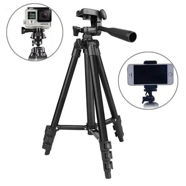Штатив для телефона и фотоаппарата Tripod 3120 PRO портативный трипод 0,35-1.02м высота. Цвет: черный 207823 фото