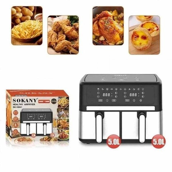 Аэрофритюрница Sokany SK-10041 Air Fryer безмасляного приготовления сенсорное управление 8л 1800Вт 853813 фото