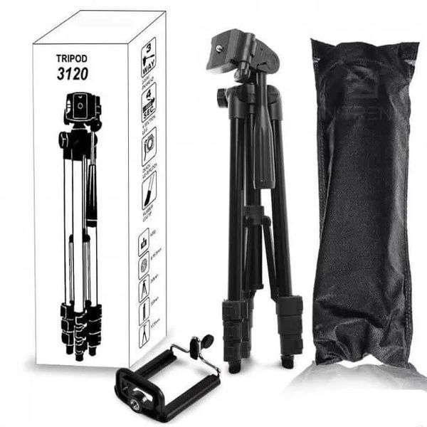 Штатив для телефона и фотоаппарата Tripod 3120 PRO портативный трипод 0,35-1.02м высота. Цвет: черный 207823 фото