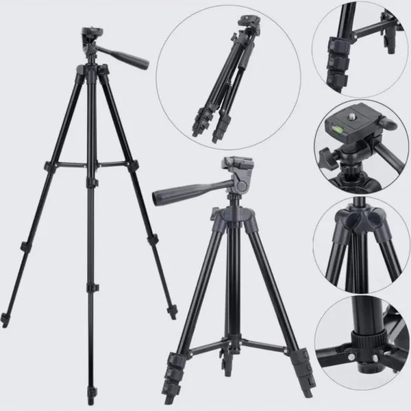 Штатив для телефона и фотоаппарата Tripod 3120 PRO портативный трипод 0,35-1.02м высота. Цвет: черный 207823 фото