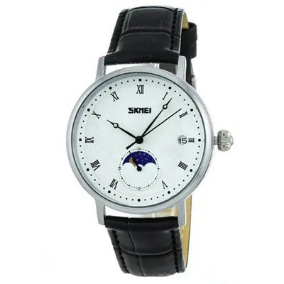 Годинник наручний чоловічий SKMEI 9308SIBK, чоловічий годинник стильний годинник на руку, модний чоловічий годинник круглий 425114 фото