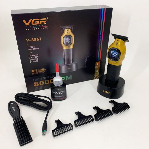 Триммер для стрижки волос VGR V-886T GOLD 8000RPM 4 насадки 736716 фото