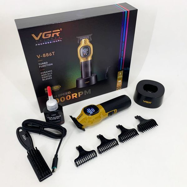 Триммер для стрижки волос VGR V-886T GOLD 8000RPM 4 насадки 736716 фото