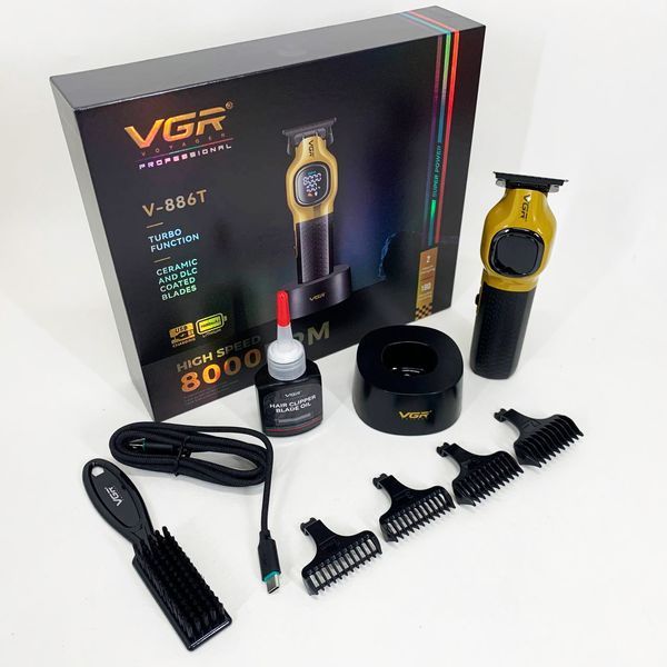 Триммер для стрижки волос VGR V-886T GOLD 8000RPM 4 насадки 736716 фото