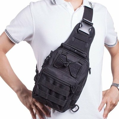 Якісна тактична сумка, укріплена чоловіча сумка, рюкзак тактична слінг. Колір: чорний 204974 фото