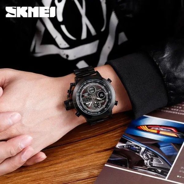 Часы наручные мужские SKMEI 1515BK BLACK, часы наручные электронные тактические. Цвет: черный 340339 фото